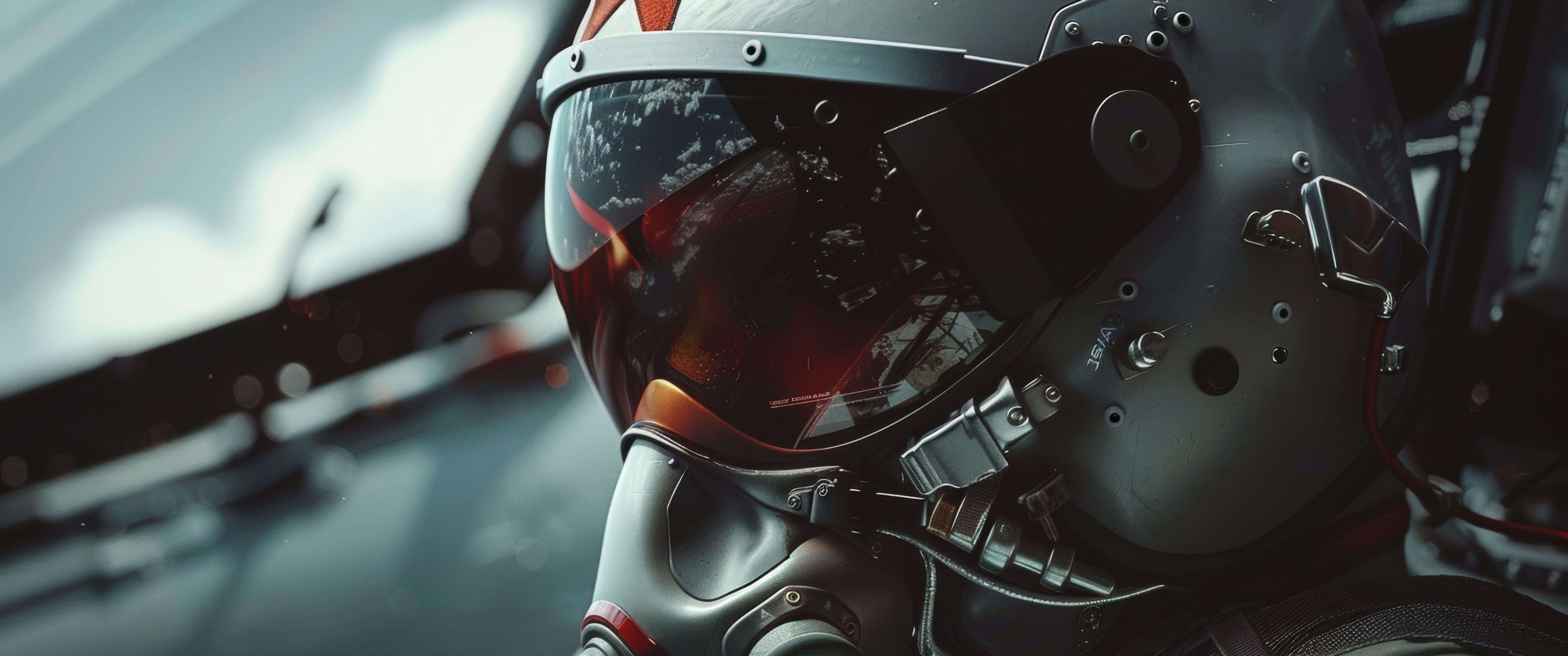 pilot wearing glasses under helmet