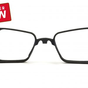 Black, rectangular- and glasses-shaped prescription lens insert.