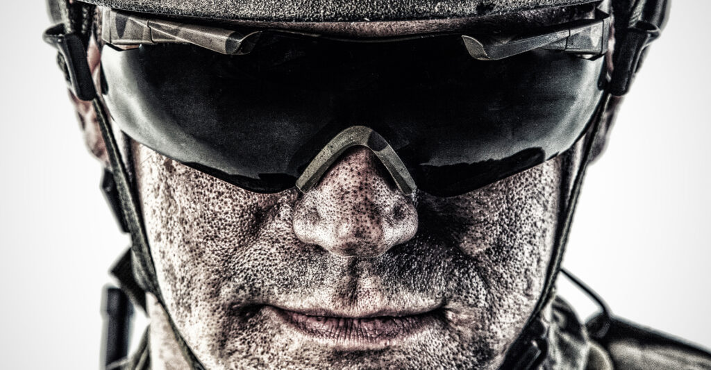 Image of a soldier with tactical glasses